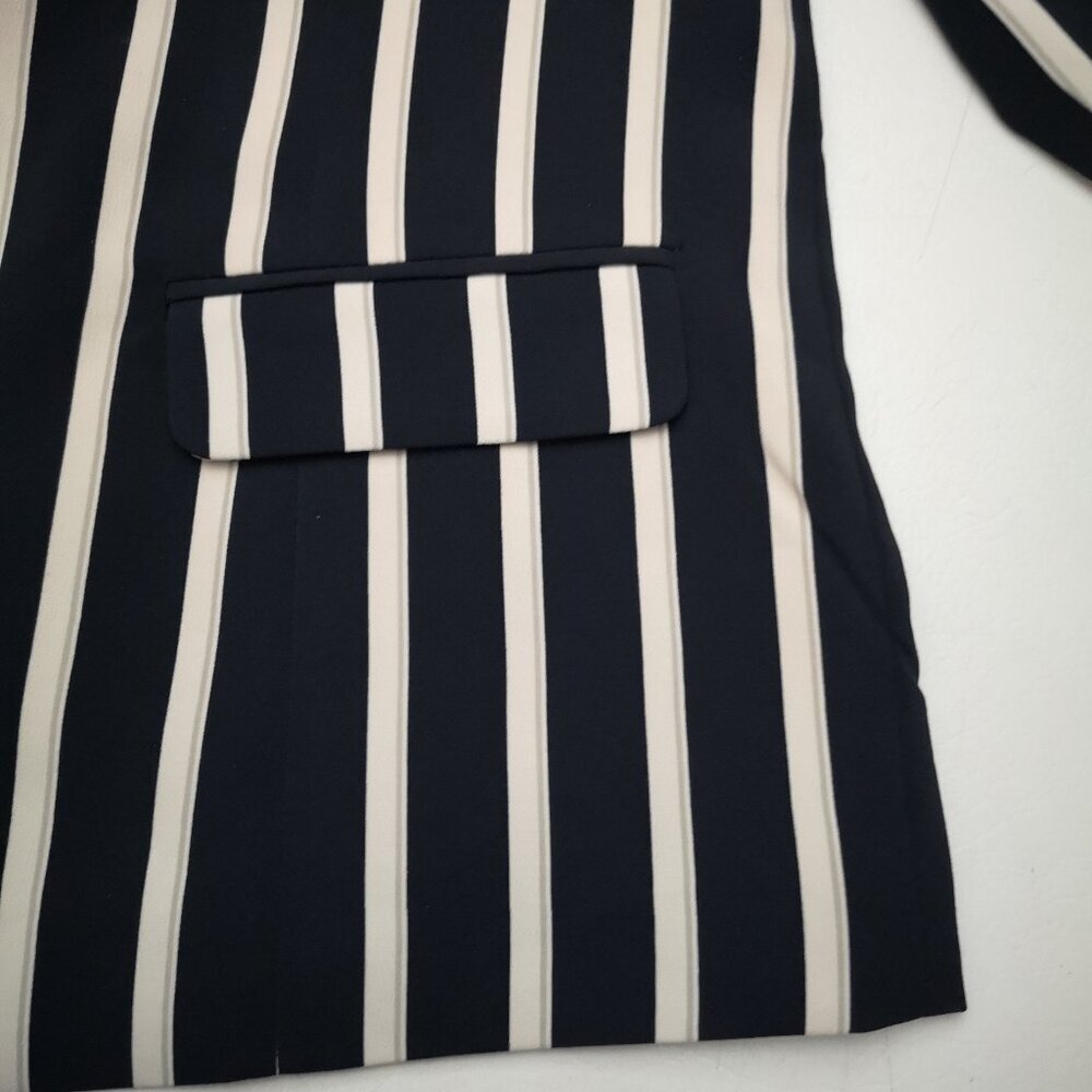 Cleo Petites Ladies Size Large Navy & White Stripes Lined 1 Button Blazer - Picture 8 of 13